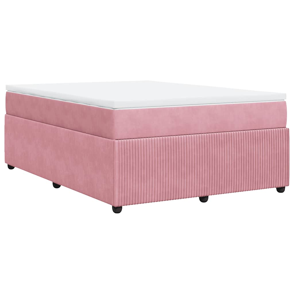 Giroletto a Molle con Materasso Rosa 160x200 cm in Velluto | homemem39