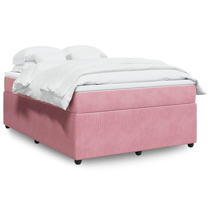 Giroletto a Molle con Materasso Rosa 160x200 cm in Velluto | homemem39