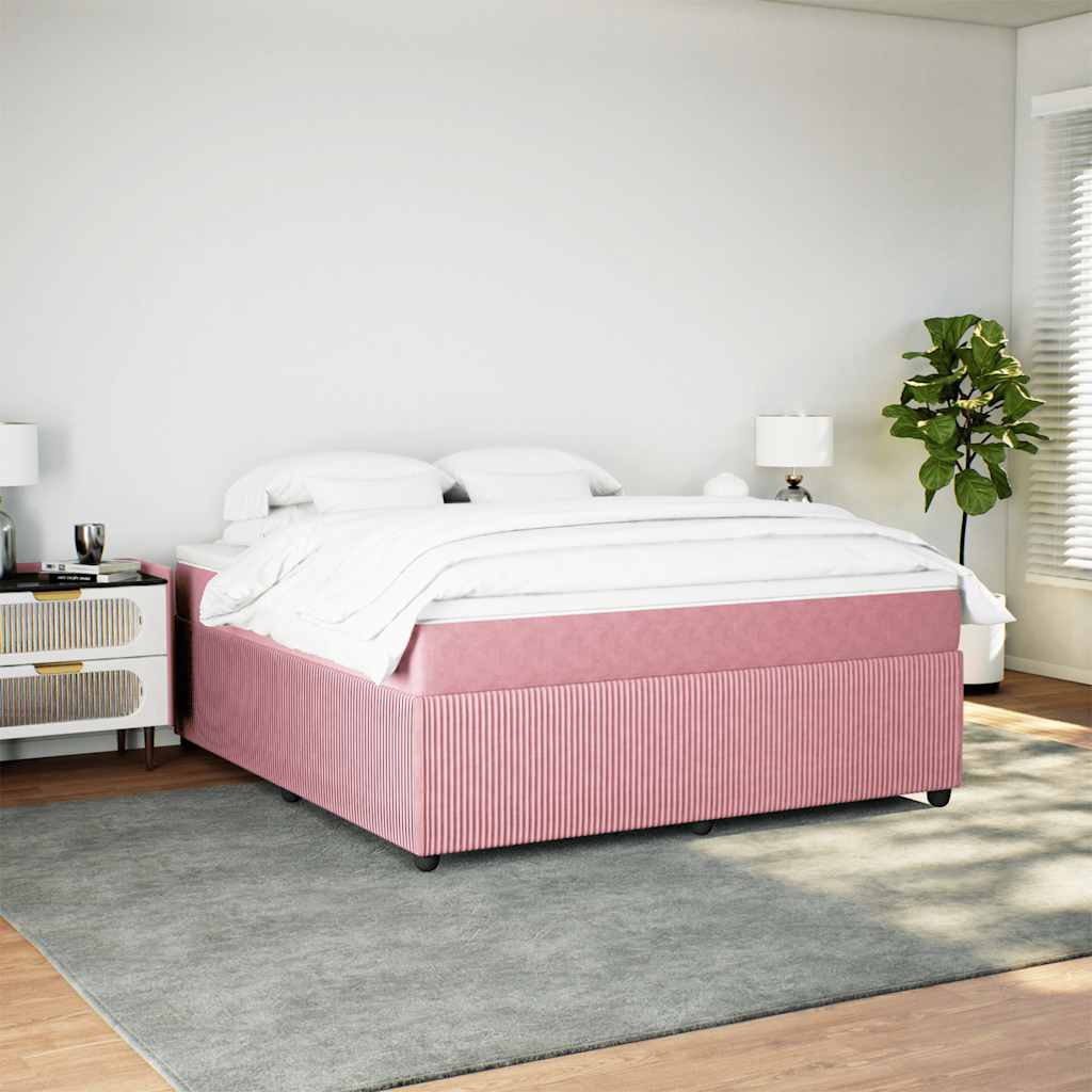 Giroletto a Molle con Materasso Rosa 180x200 cm in Velluto | homemem39