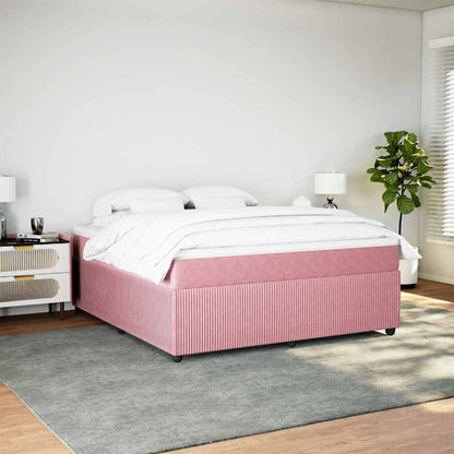 Giroletto a Molle con Materasso Rosa 180x200 cm in Velluto | homemem39