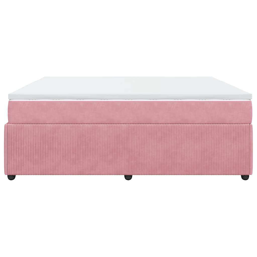 Giroletto a Molle con Materasso Rosa 180x200 cm in Velluto | homemem39