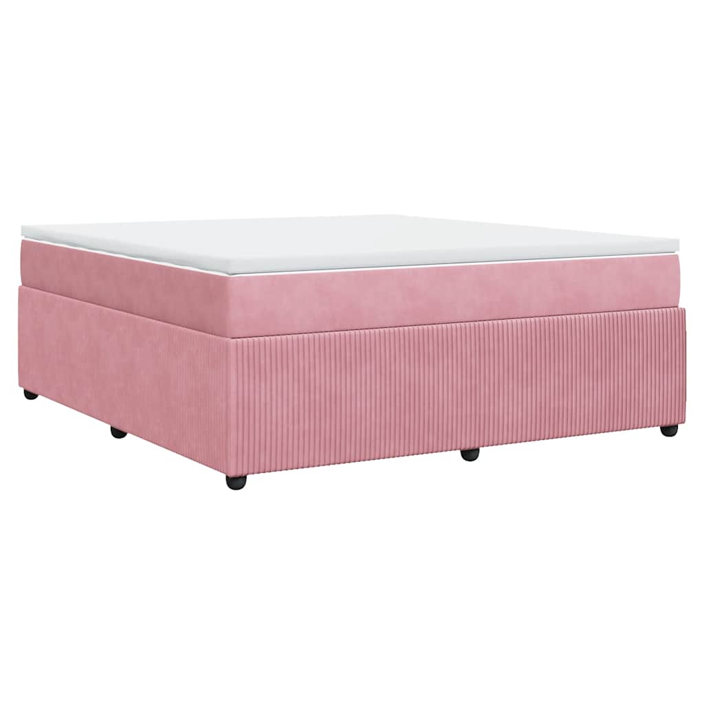 Giroletto a Molle con Materasso Rosa 180x200 cm in Velluto | homemem39