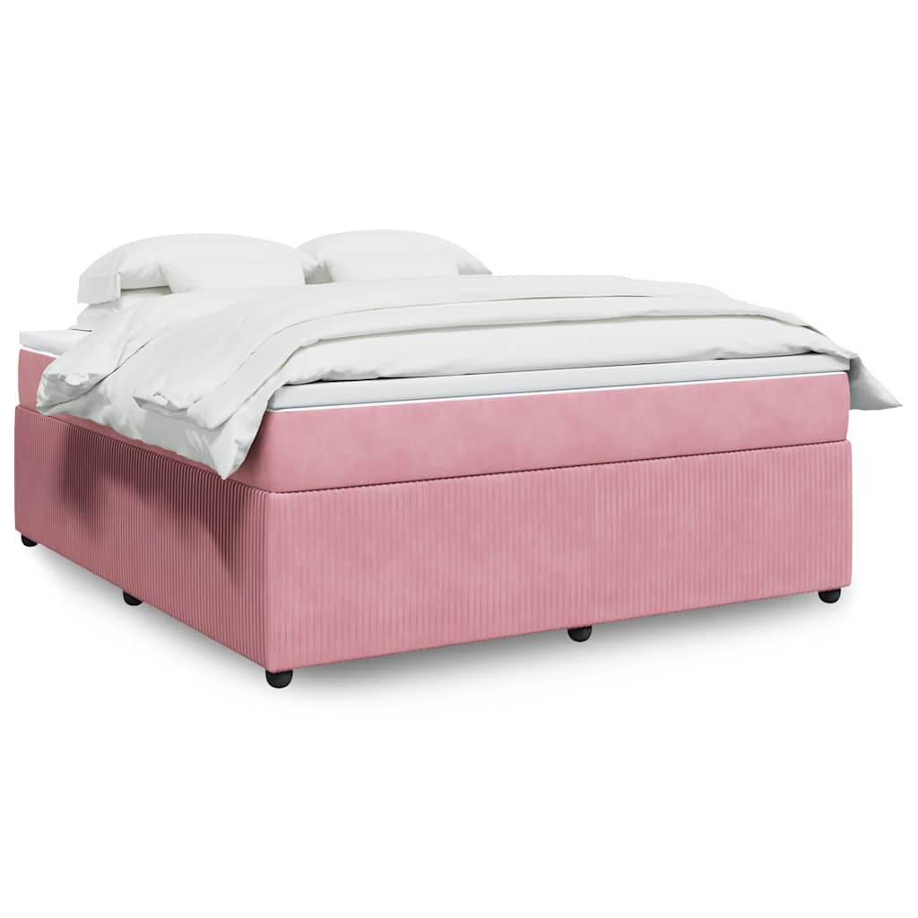 Giroletto a Molle con Materasso Rosa 180x200 cm in Velluto | homemem39