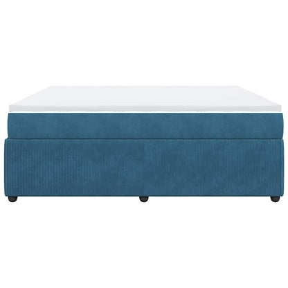 Giroletto a Molle con Materasso Blu Scuro 200x200 cm in Velluto - homemem39