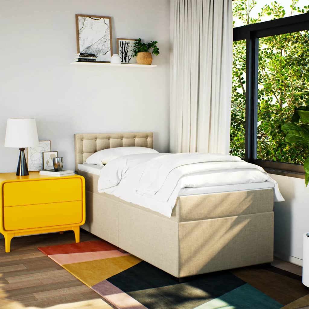 Giroletto a Molle con Materasso Crema 80x200 cm inTessuto - homemem39