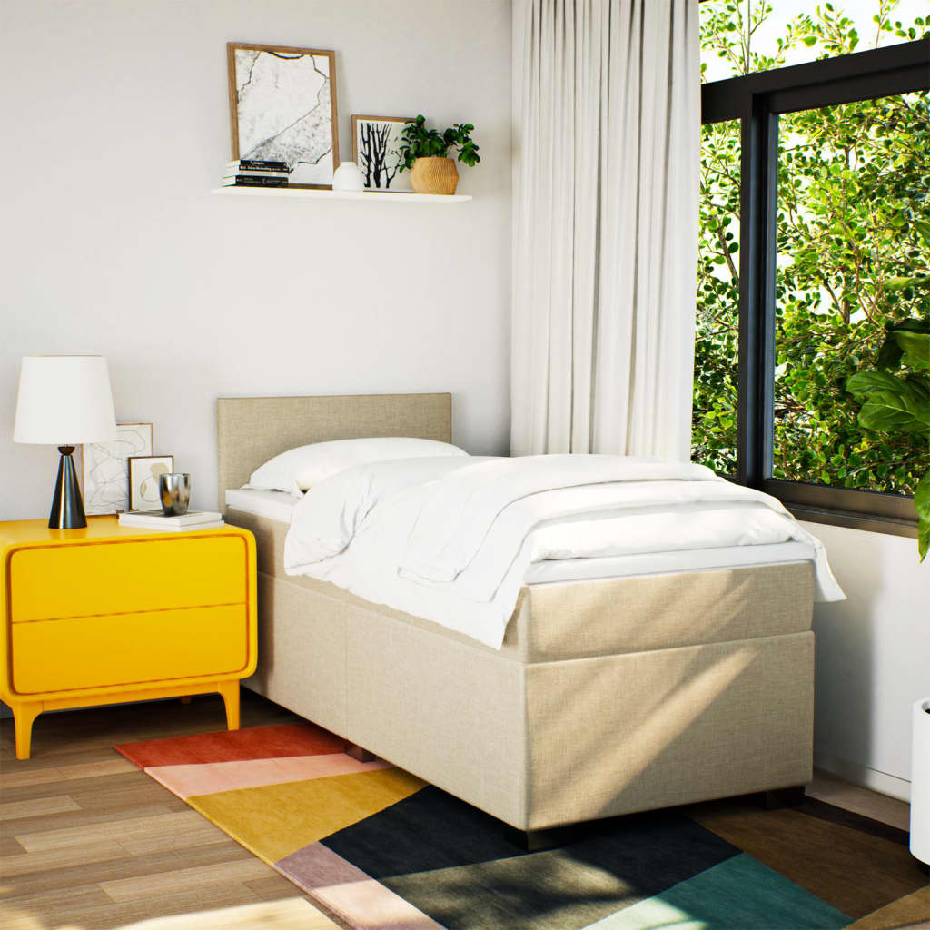 Giroletto a Molle con Materasso Crema 90x200 cm inTessuto | homemem39