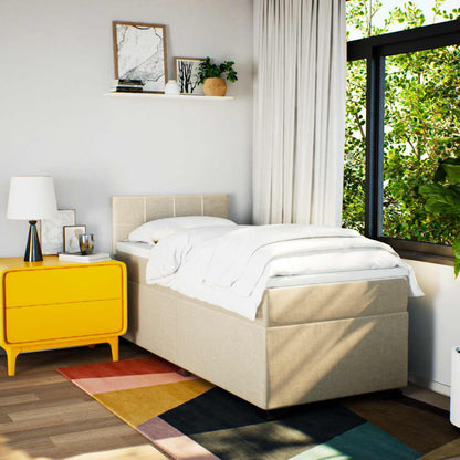 Giroletto a Molle con Materasso Crema 90x200 cm inTessuto | homemem39