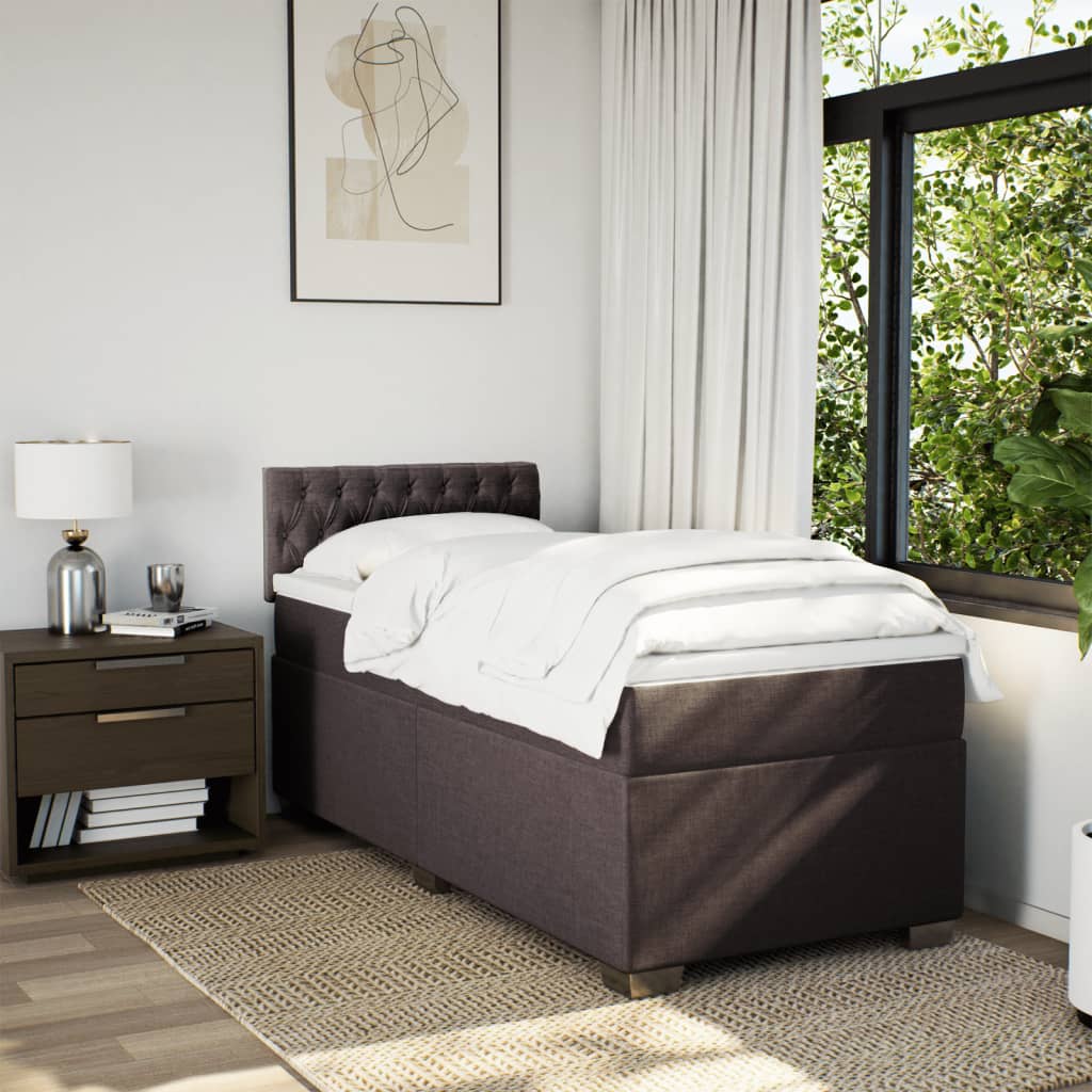 Giroletto a Molle con Materasso Marrone Scuro 90x200 cm Tessuto | homemem39