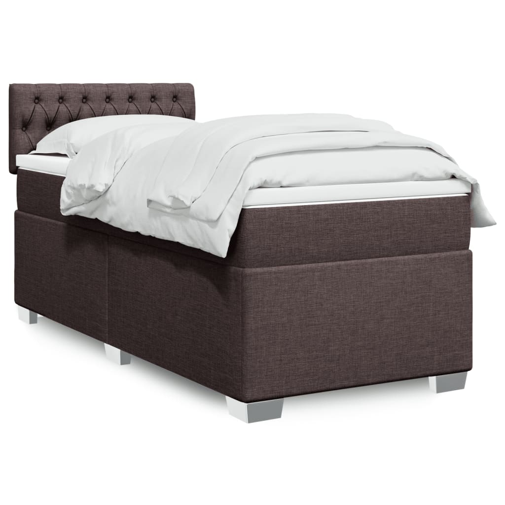 Giroletto a Molle con Materasso Marrone Scuro 90x200 cm Tessuto | homemem39