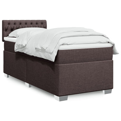 Giroletto a Molle con Materasso Marrone Scuro 90x200 cm Tessuto | homemem39