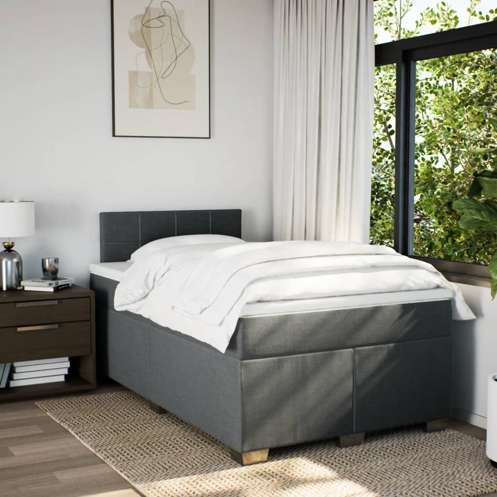 Giroletto a Molle con Materasso Grigio Scuro 120x190cm Tessuto | homemem39