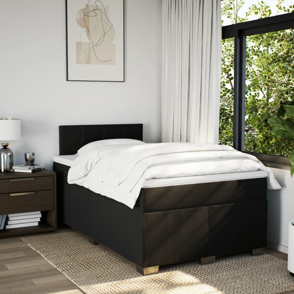 Giroletto a Molle con Materasso Nero 120x190 cm in Tessuto | homemem39