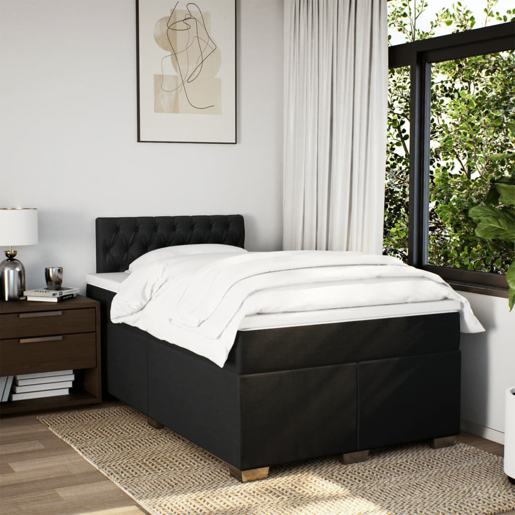 Giroletto a Molle con Materasso Nero 120x190 cm in Tessuto | homemem39