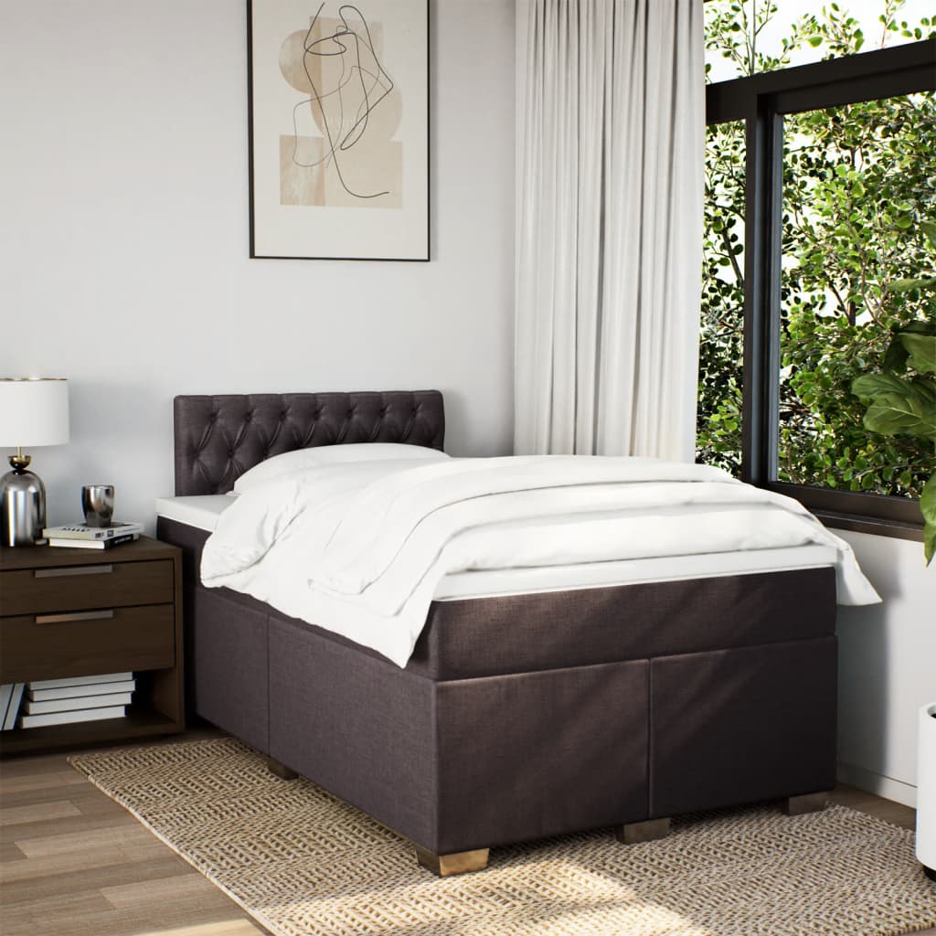 Giroletto a Molle con Materasso Marrone Scuro 120x190cm Tessuto | homemem39