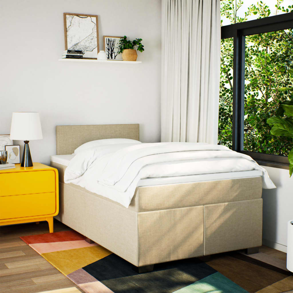 Giroletto a Molle con Materasso Crema 120x200 cm in Tessuto | homemem39