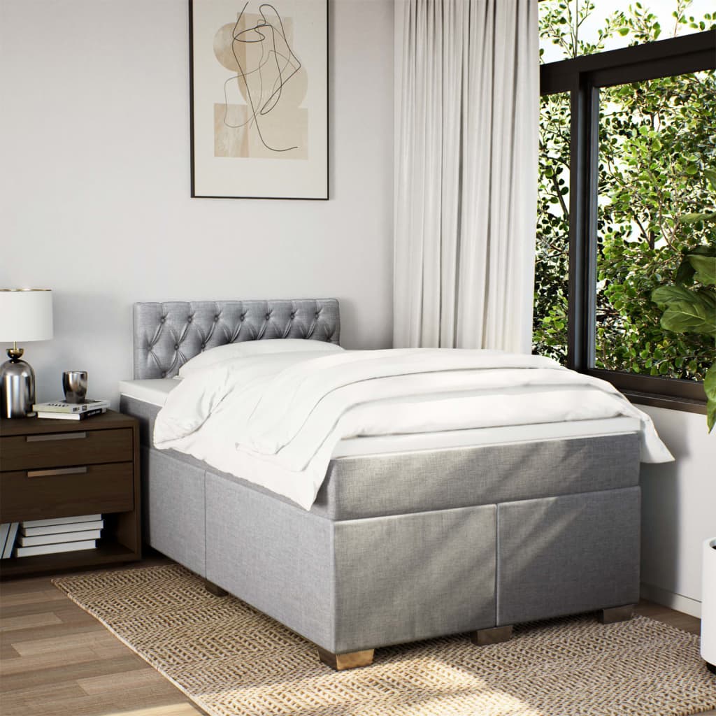 Giroletto a Molle con Materasso Grigio Chiaro 120x200cm Tessuto | homemem39