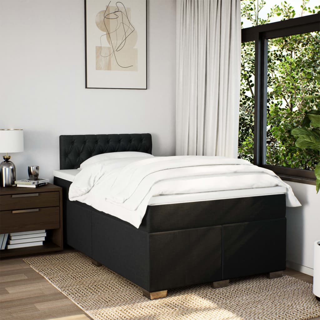 Giroletto a Molle con Materasso Nero 120x200 cm in Tessuto | homemem39