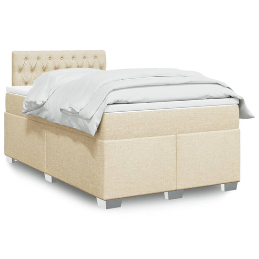 Giroletto a Molle con Materasso Crema 120x200 cm in Tessuto | homemem39