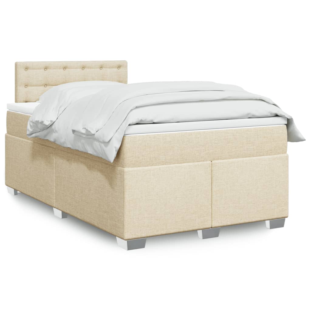Giroletto a Molle con Materasso Crema 120x200 cm in Tessuto | homemem39