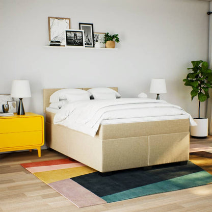 Giroletto a Molle con Materasso Crema 140x19 cm in Tessuto | homemem39