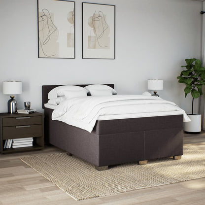 Giroletto a Molle con Materasso Marrone Scuro 140x190cm Tessuto