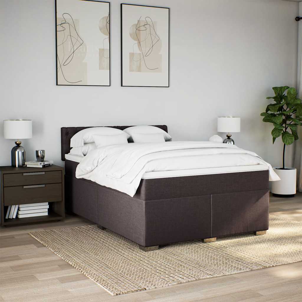Giroletto a Molle con Materasso Marrone Scuro 140x190cm Tessuto | homemem39