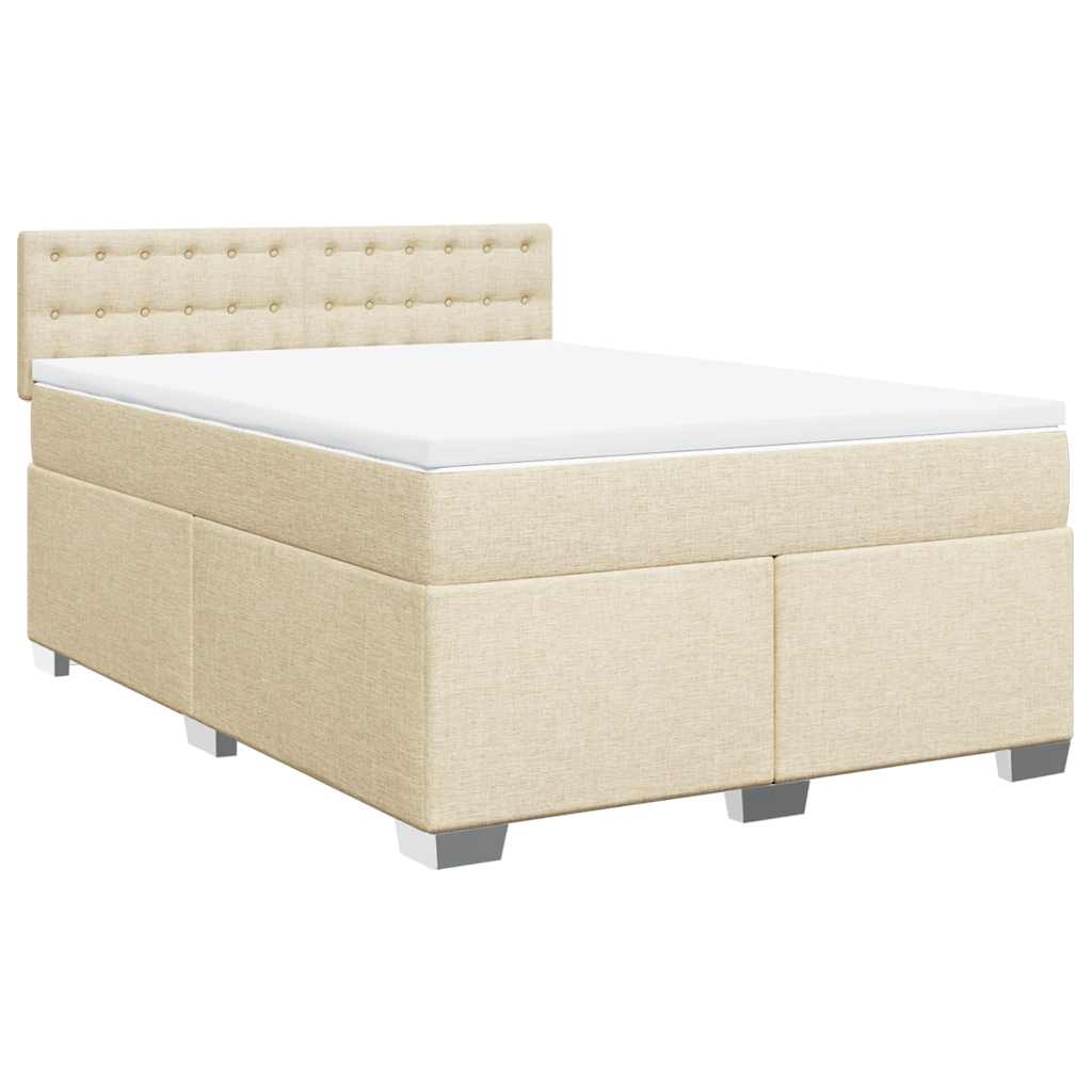 Giroletto a Molle con Materasso Crema 140x19 cm in Tessuto | homemem39