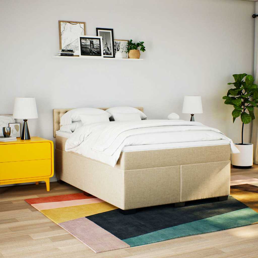 Giroletto a Molle con Materasso Crema 140x19 cm in Tessuto | homemem39