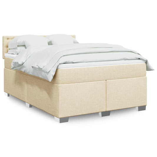 Giroletto a Molle con Materasso Crema 140x19 cm in Tessuto | homemem39