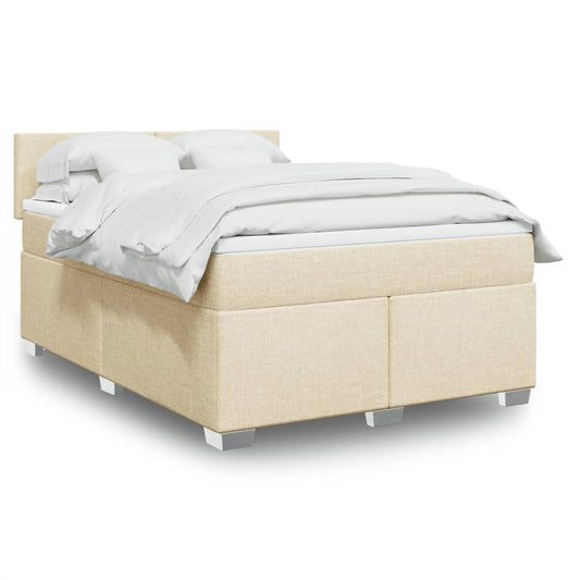 Giroletto a Molle con Materasso Crema 140x200 cm in Tessuto | homemem39