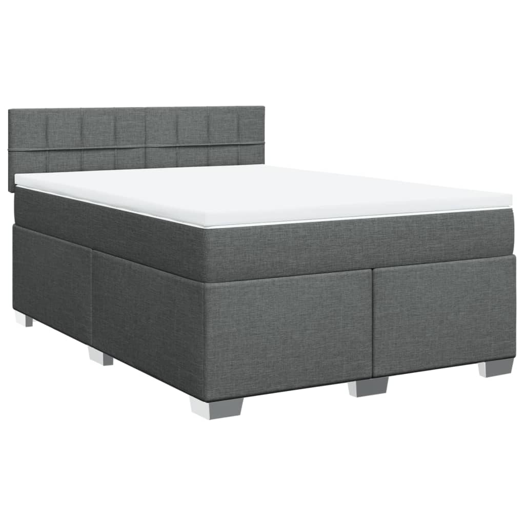 Giroletto a Molle con Materasso Grigio Scuro 140x200cm Tessuto | homemem39