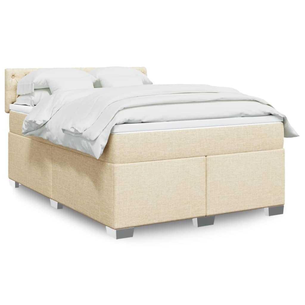Giroletto a Molle con Materasso Crema 140x200 cm in Tessuto | homemem39