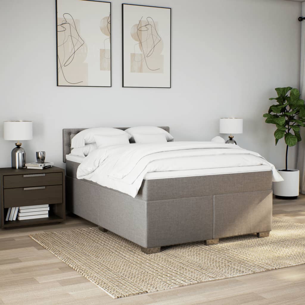 Giroletto a Molle con Materasso Tortora 140x200 cm in Tessuto | homemem39