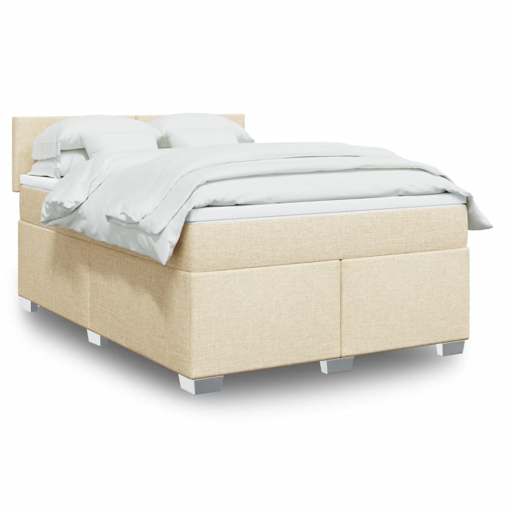 Giroletto a Molle con Materasso Crema 160x200 cm in Tessuto | homemem39