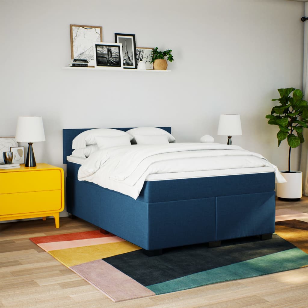 Giroletto a Molle con Materasso Blu 160x200 cm in Tessuto | homemem39