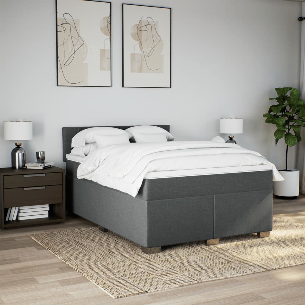 Giroletto a Molle con Materasso Grigio Scuro 160x200 cm Tessuto | homemem39