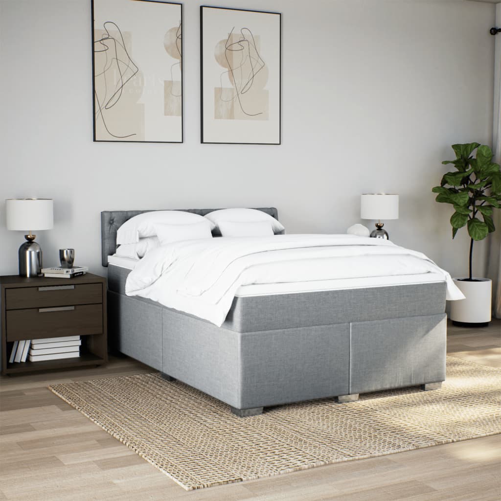 Giroletto a Molle con Materasso Grigio Chiaro 160x200cm Tessuto | homemem39
