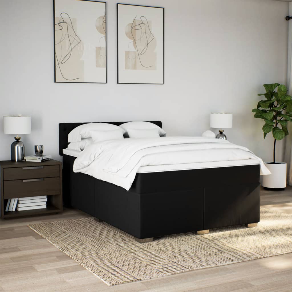 Giroletto a Molle con Materasso Nero 160x200 cm in Tessuto | homemem39
