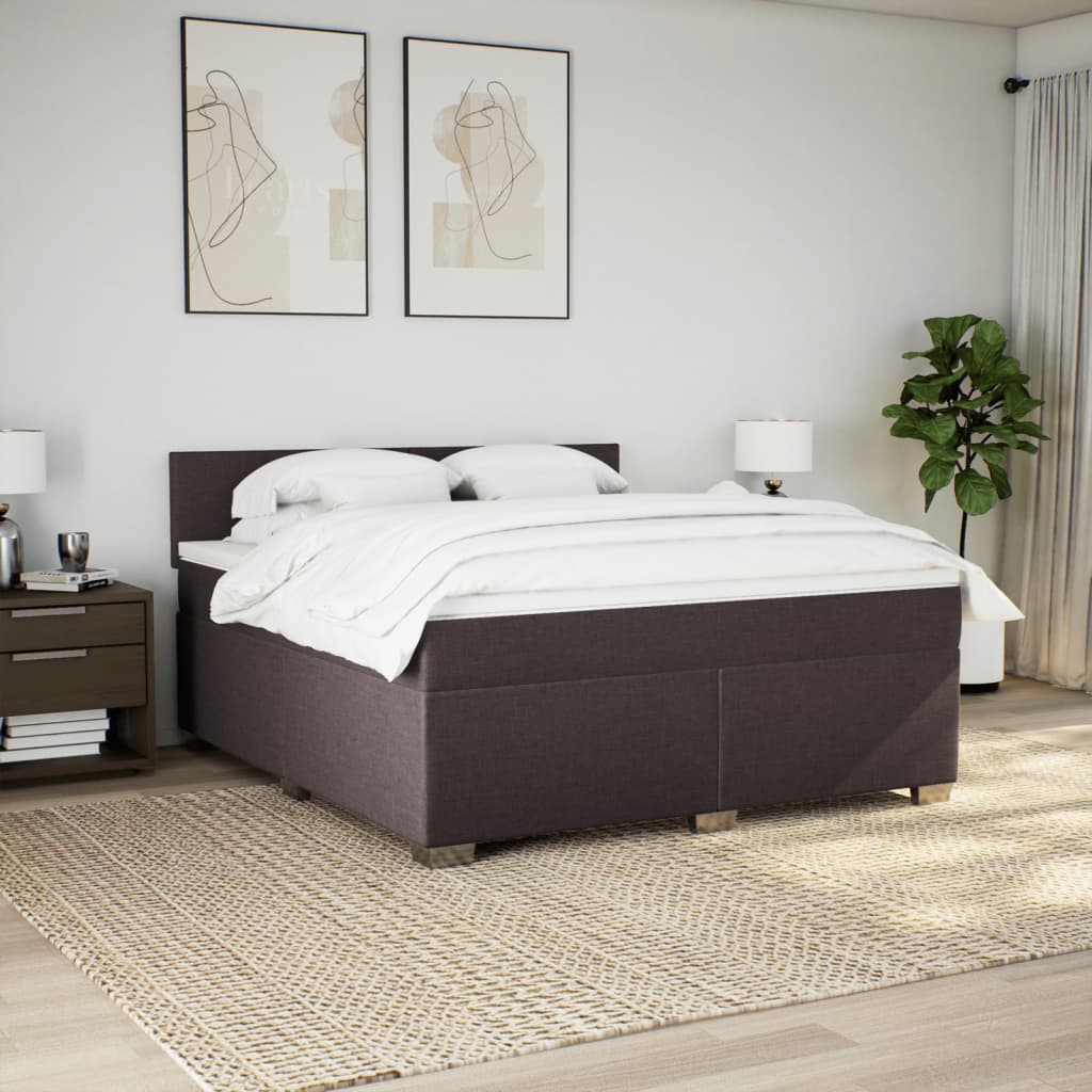 Giroletto a Molle con Materasso Marrone Scuro 180x200cm Tessuto | homemem39