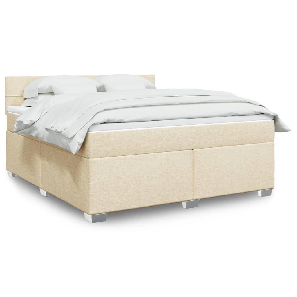 Giroletto a Molle con Materasso Crema 180x200 cm in Tessuto | homemem39