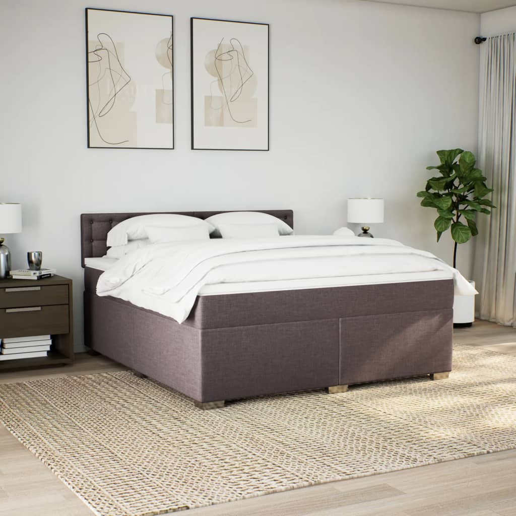 Giroletto a Molle con Materasso Marrone Scuro 180x200cm Tessuto | homemem39
