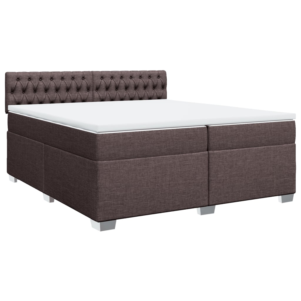 Giroletto a Molle con Materasso Marrone Scuro 200x200cm Tessuto | homemem39