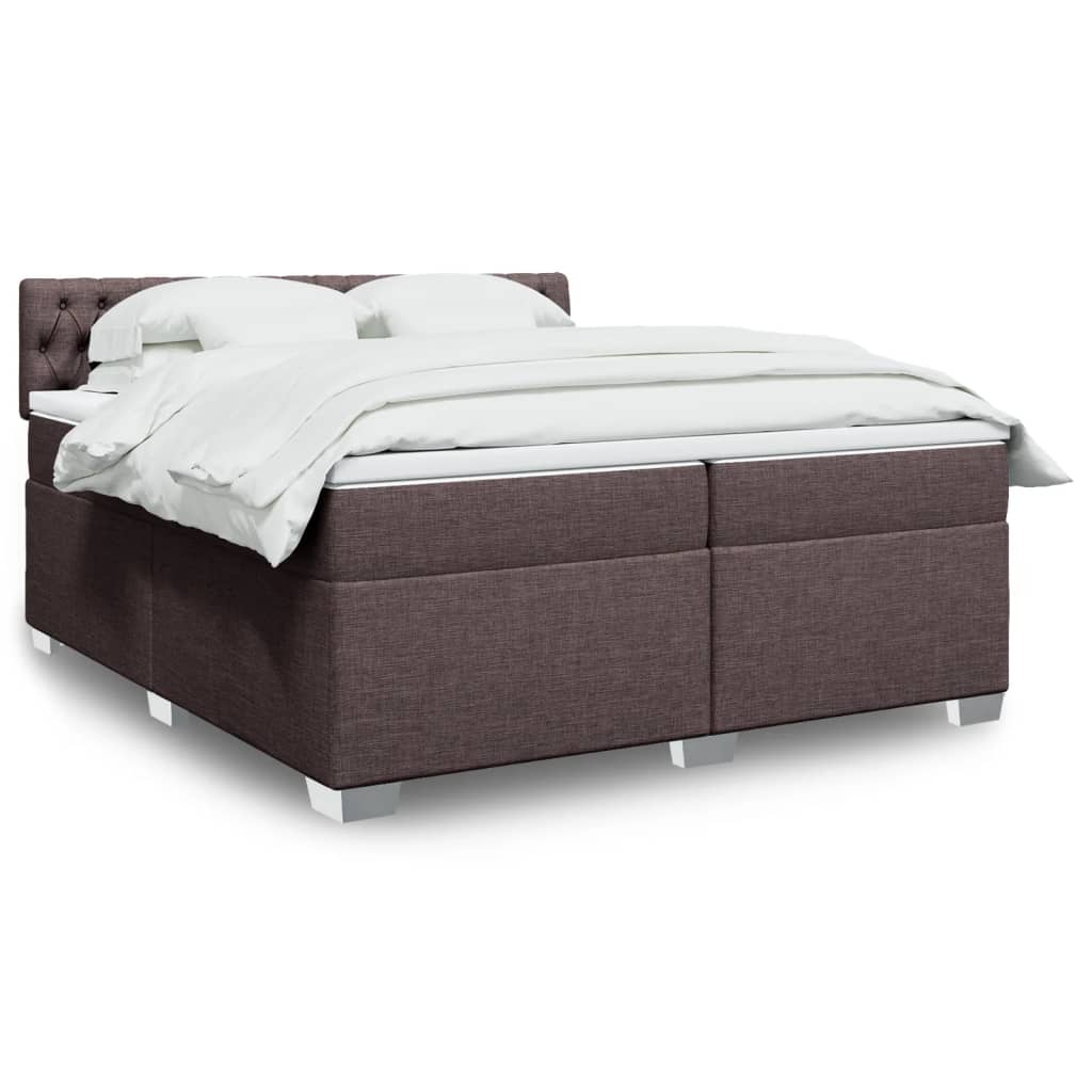 Giroletto a Molle con Materasso Marrone Scuro 200x200cm Tessuto | homemem39