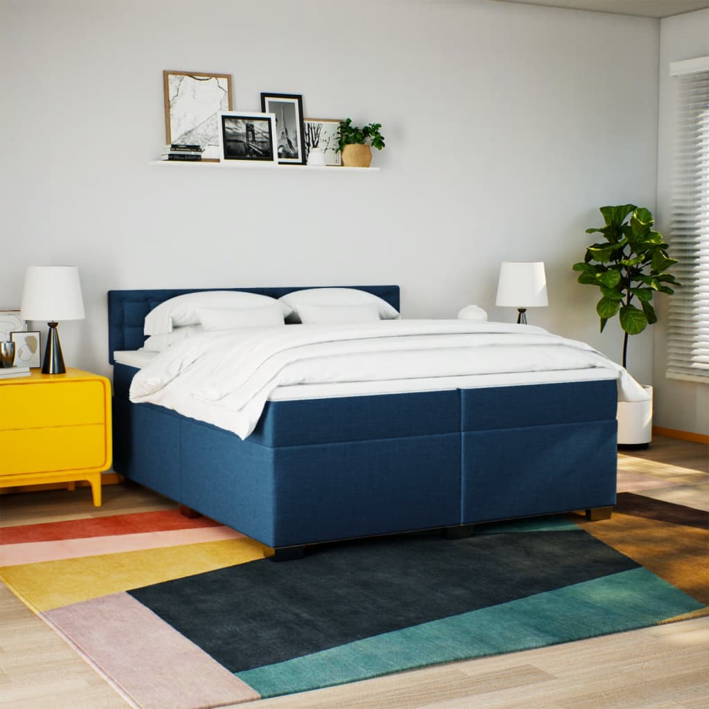 Giroletto a Molle con Materasso Blu 200x200 cm in Tessuto | homemem39