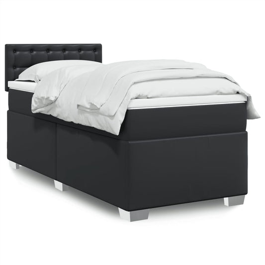 Giroletto a Molle con Materasso Nero 90x200 cm in Similpelle | homemem39