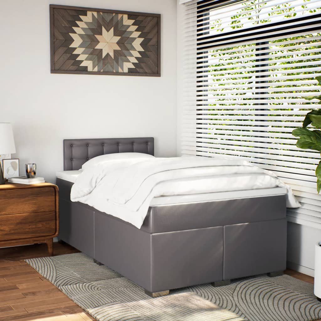 Giroletto a Molle con Materasso Grigio 120x190 cm in Similpelle | homemem39