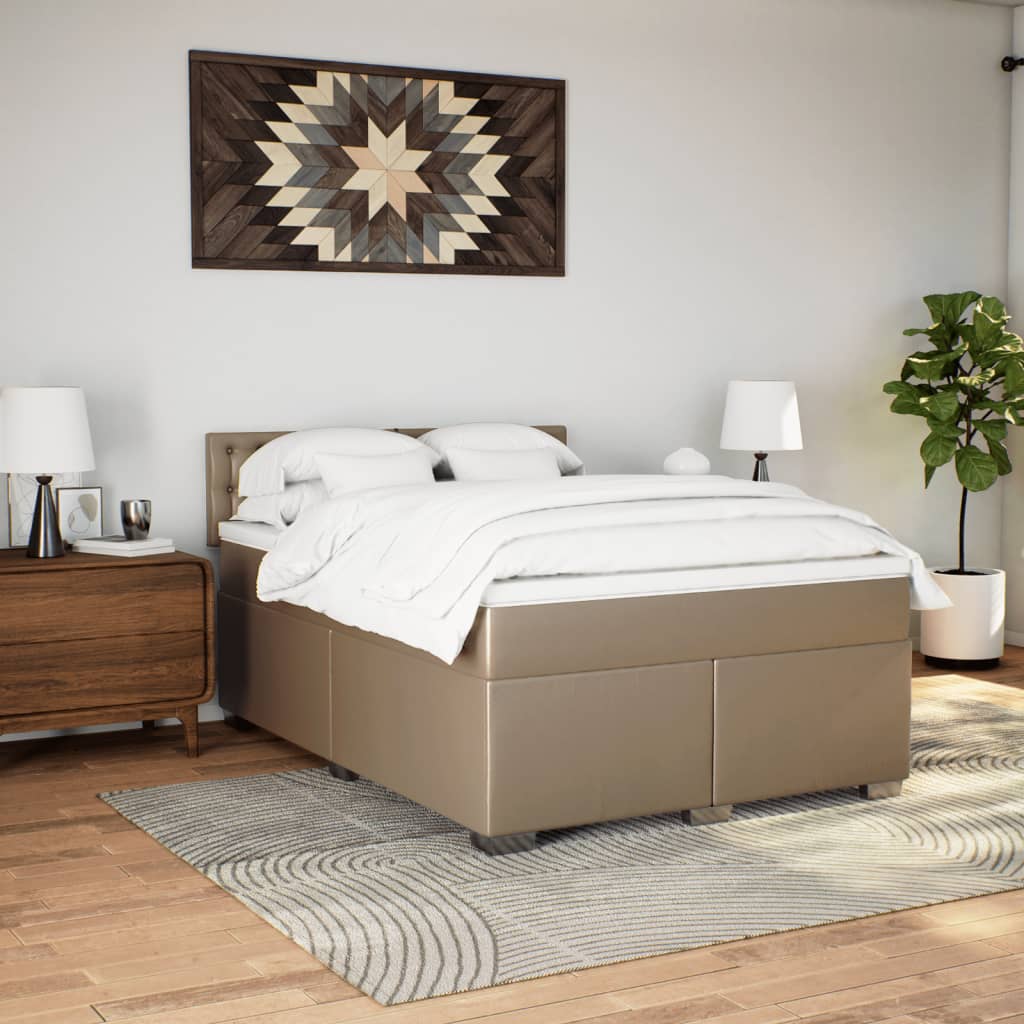 Giroletto a Molle con Materasso Cappuccino 160x200cm Similpelle | homemem39