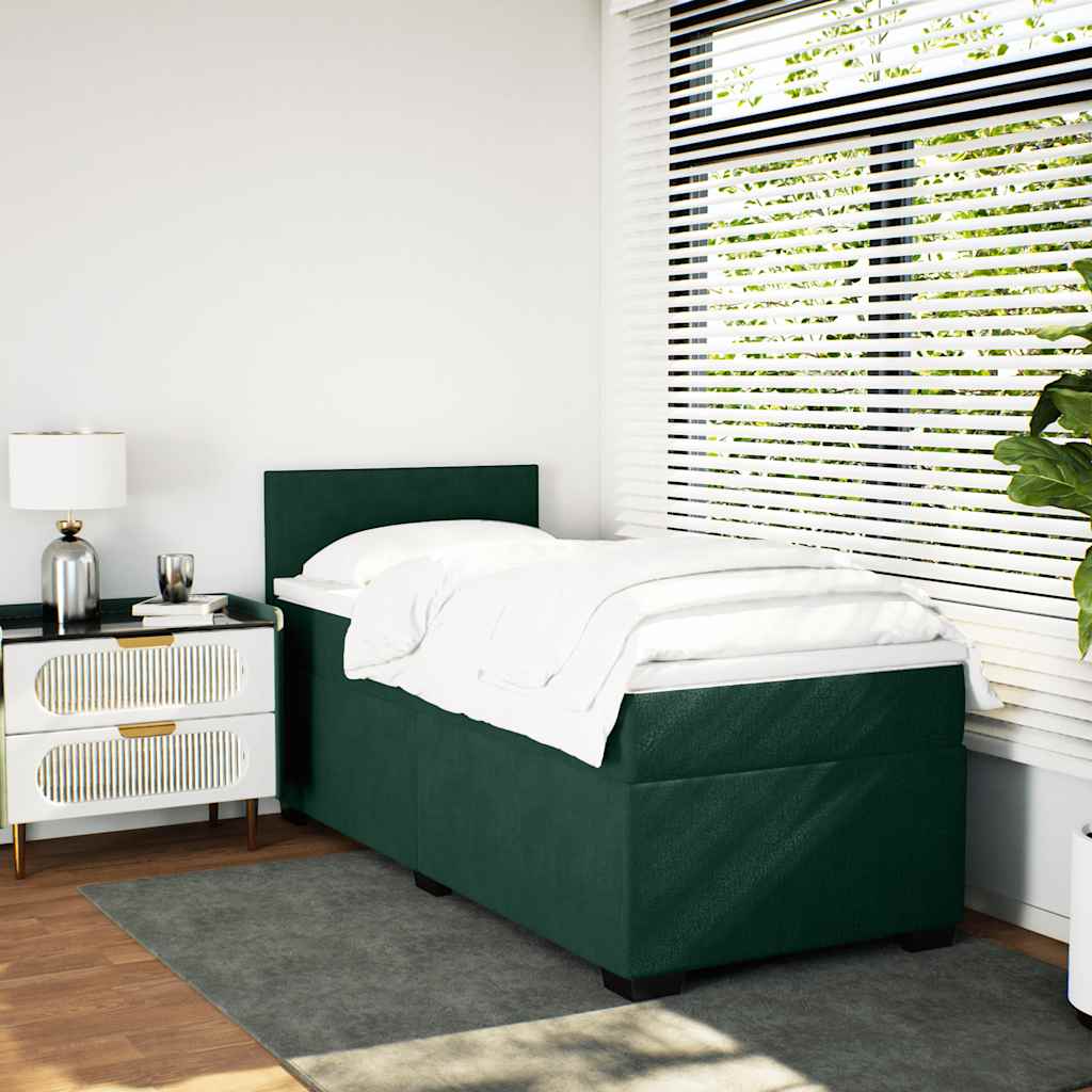 Giroletto a Molle con Materasso Verde Scuro 80x200 cm Velluto | homemem39