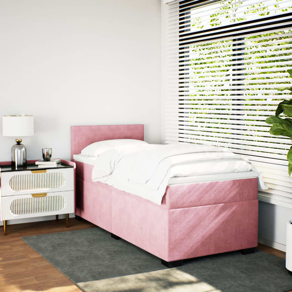 Giroletto a Molle con Materasso Rosa 80x200 cm in Velluto | homemem39