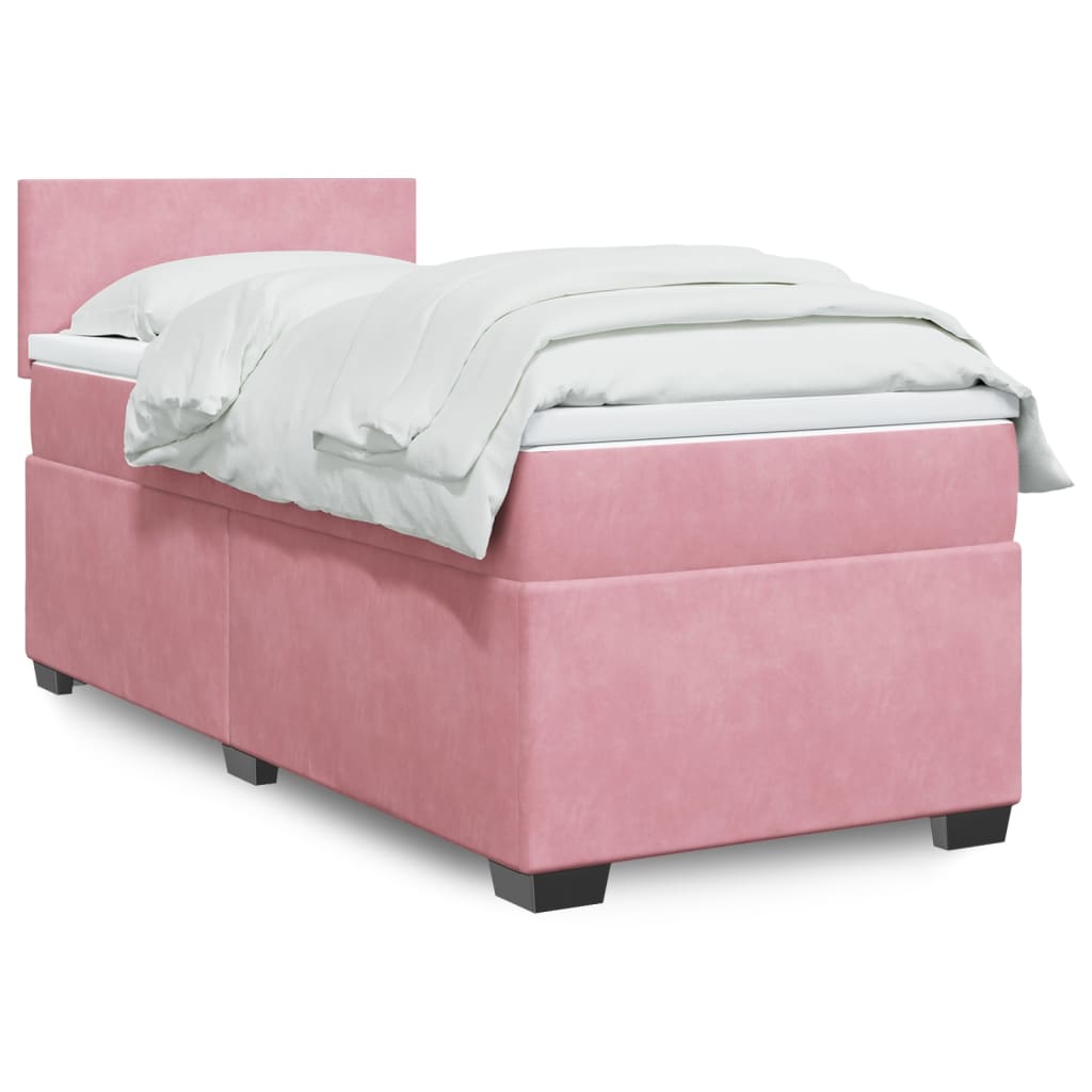 Giroletto a Molle con Materasso Rosa 80x200 cm in Velluto | homemem39